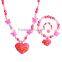 kids plastic bracelet heart pendant necklace finger ring kids wholesale jewelry