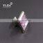 1 inch brushed nickel finish square pink glass knobs for cabinets