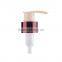 plastic lotion pumps with shiny silver aluminum shell collar