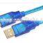Factory Supplier USB 2.0 64 Knit Data Line Male to Male Transparant Blue Color Line