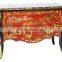 Classico European Style Ruby Red Solid Wood Carving Bombe Chest with Chinoiseries Landscape Handpainiting BF12-04244a