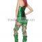 One Set Conjoined Green Spandex and Polyester Overbust Corset