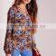best selling ladies floral printed casual blouse low price