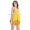 Sexy Summer Without Back Spaghetti Strap Crochet Cut Low Cotton Blends Back Slit Two Piece Set