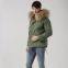 Stripe popular winter Long style Faux fur jacket with real raccoon fur hood
