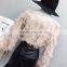 B22669A Sweet temperament feather tassel V-neek Lantern Sleeve Chiffon shirt