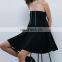 Taiwan Online Shopping Strapless Sex Chiffon Swing Dresses Korea Evening Outfit Black NT6721