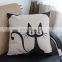Cheap fashion decorative throw pillow cover custom cute cat design 3d digital linen handmade embroidery cushion cover