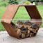 Modern Wood Storage Corten Steel Firewood Holder Stacker