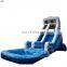family small free time fun playful inflatable water slide with pool