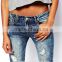 Garment factory long denim jeans wholesale washed skinny women jeans