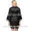 Fashion women lace-purfle black satin robe 2016 hot sell