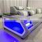 Modern leather sofa set furniture LED light living room sofa