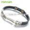 Topearl Jewelry High Quality Batman Stainless Steel Black Rubber Men Bracelet MEB234