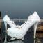 C71588A custom make ivory thin heel lace bridal wedding shoes