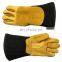 China Alibaba Cotton Lined Blue Cow Split Leather Welding Glove Hand Gloves