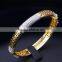 Classic Round Plain Cuff Ladies Fancy Designer 2-Tone Plated CZ New Design Women Bangles