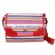 Colorful Stripes Red Knitting Paper with PU Trimming Shoulder Bag