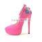 Hat style rose red heels wholesale platform shoes wedding high heels party dress shoes platform pumps