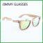Made in China Custom Wood Sunglasses Zebra Frame with Yellow Mirror REVO Polarized Lens Eyewear