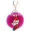 Christmas stocking pendant keychain with white Rabbit Fur ball