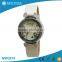 latest watch diamond women girl hot sel high quality PU leather band alloy case 3TM waterproof japan movt golden wrist watch