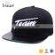 High quality leather brim 3d logo 6 panel snap back cap