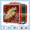 Large portable food packaging tin box with lock and handle