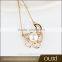OUXI 2016 korean style top quality 18k gold plated AAA zircon flower charm long chain necklaces jewelry 2016 11508