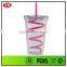 16oz bpa free double wall plastic cup with spiral straw