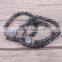 Natural Labradorite Stone Beaded Bracelets, with Pave Crystal Moonstone Connector Gemstone Druzy Bracelet