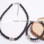 HY fashion jewelry alloy small flower black lave stone handwork jewelry set