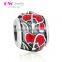 D171A GW 100% 925 silver antique charm,red enamel beads for sale