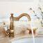 Factory New Product Antique Brass Long Swivel Curved Spout Basin Bathroom Faucet FLG100047