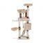 Pawhut 57" Beige/Brown Cat Tree Scratching Post Tower