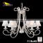 SD0859-6 Mondern Chandelier With Glass Lamp Shape/Simple Style Light With Square Tube Arm/White Crack Painting Color Lamp