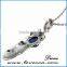 Big Blue Stone Mens Womens Vintage Feather Stainless Steel Pendant