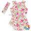 wholesale new born clothes pineapple prints elastic waist sleeveless pom pom baby girls rompers