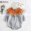 New Baby Girls Clothes Striped Romper Jumpsuit Bodysuit kids 100% Cotton Baby Romper with Infant lace bib