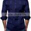Deep blue men's flannel plaid shirt made of high quality fabric
