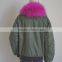 Myfur Popular New Ladies MA1 Bomber Jacket with Real Raccoon Fur Collar Trim