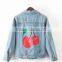 Runwaylover EY1048C Printing Custom Women Oversized Quilted Denim Jacket With Patch