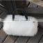 Fashionable Double Zip Closure Faux Fur Flap Ladies' Pattern Leather Handbag at Low Price Pink