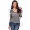 2017 Stylish Customized Lightweight Grey Knitted Hoodies for Women