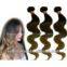 Wholesale Body wave brazilian colored three tone hair weave cheap ombre hair extension