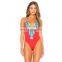 2017 new arrival girls swimwear red, one piece gallus swimsuit