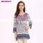 2017 Hot Selling In Stock Women Summer Boho Border Printed Tunic Tops