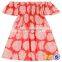 Dust Pink Flower Off Shoulder Dress Girls Printed Frock Designs Pattern Summer Dress