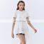 TWOTWINSTYLE T Shirt for Women  O Neck Short Sleeve High Waist Irregular Hem White Top Patchwork Ruffle