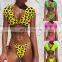 Neon Bikini Thong Leopard Micro Swimsuit Women High Leg Cut Swimwear Bandage Swimming Suit Strappy Biquini Leopard Bikinis 2019